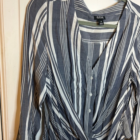 A.N.A Blue Striped Drape Blouse - Picture 5 of 5